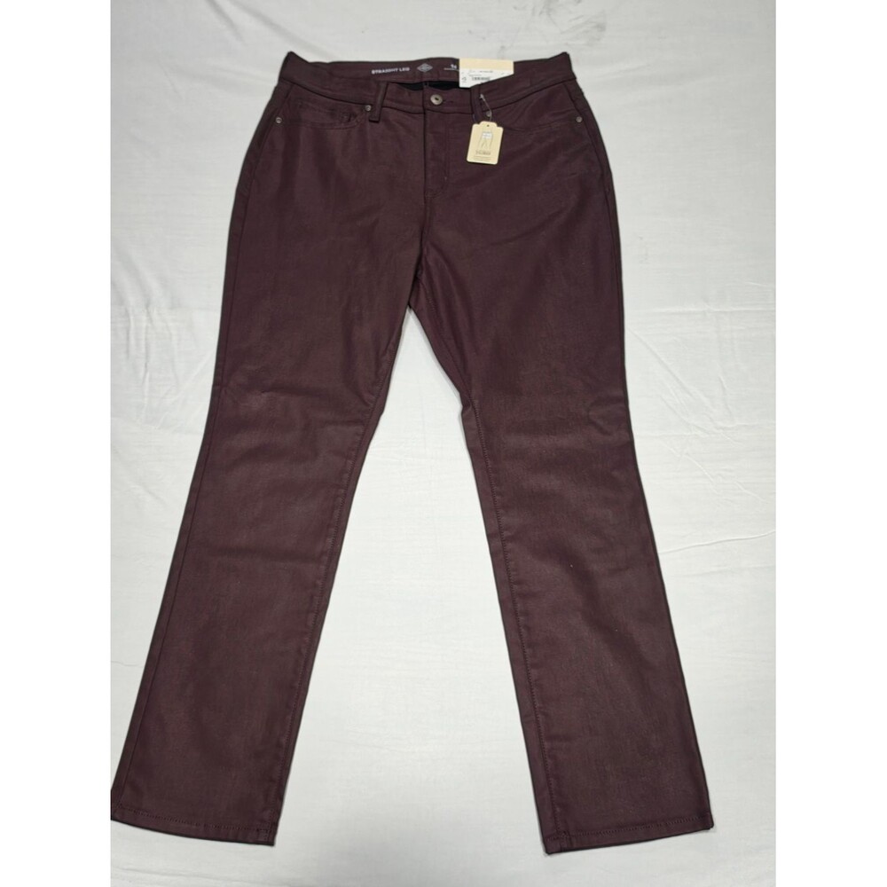 Bold Burgundy St. John's Bay Size 14 Straight Leg Pants, 5 Pocket Pants mid Rise